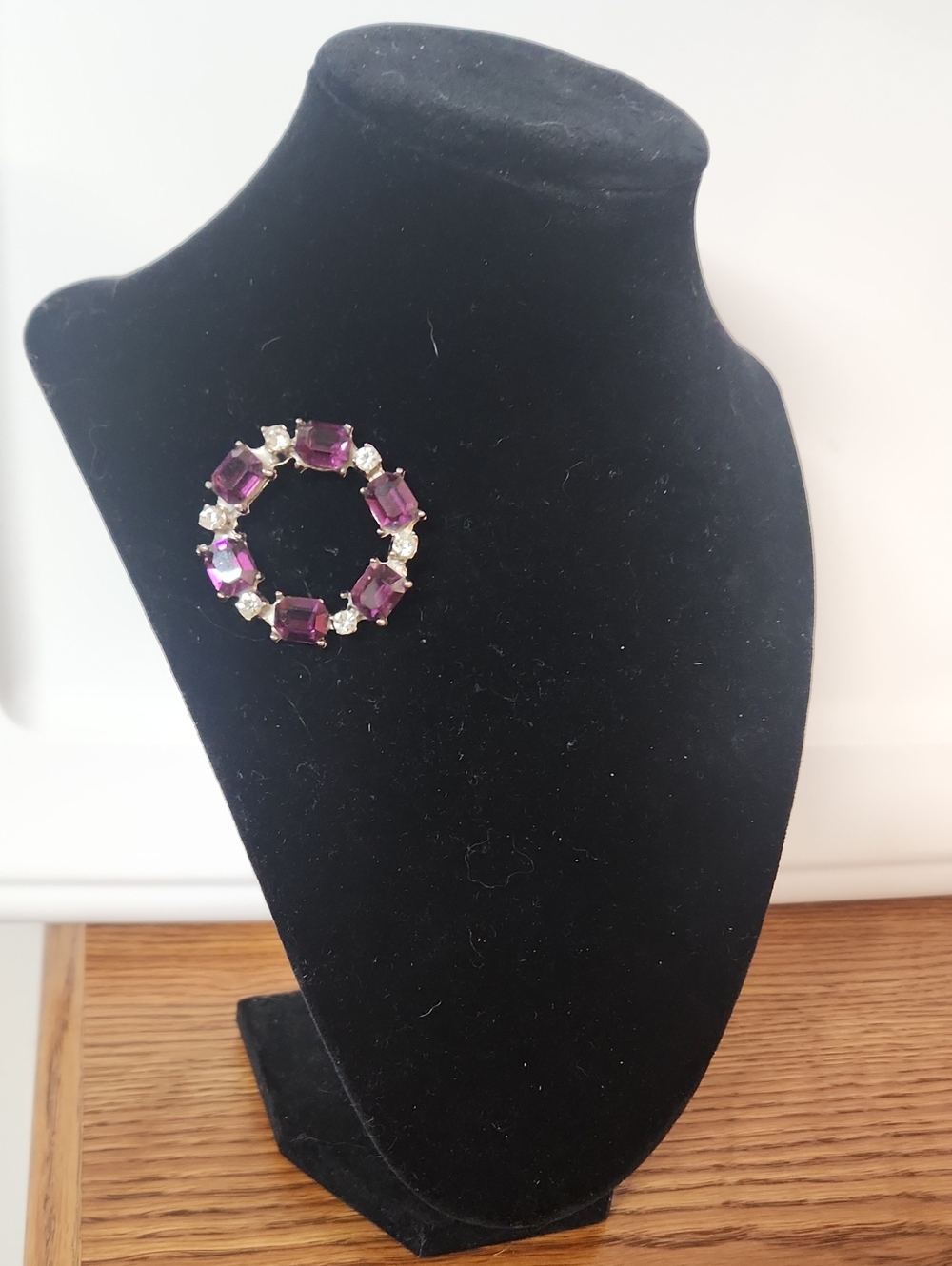Vintage Purple Crystal Wreath Brooch - Elegant Women’s Jewelry